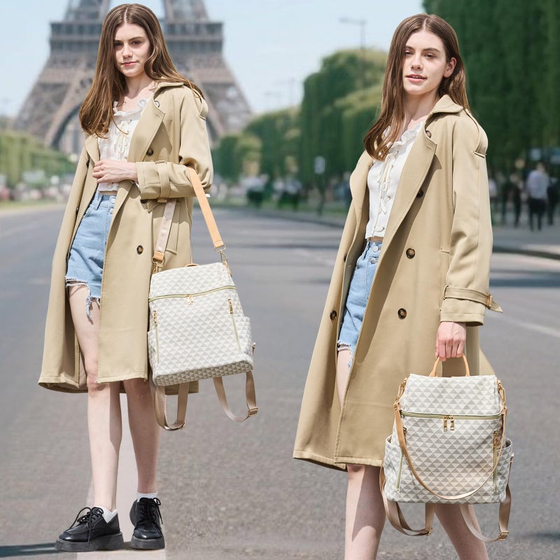 Makes Backpack Purse for Women PU Leather Travel Satchel Handbag Convertible Design Bag with Purse 2 Piece - Image 3